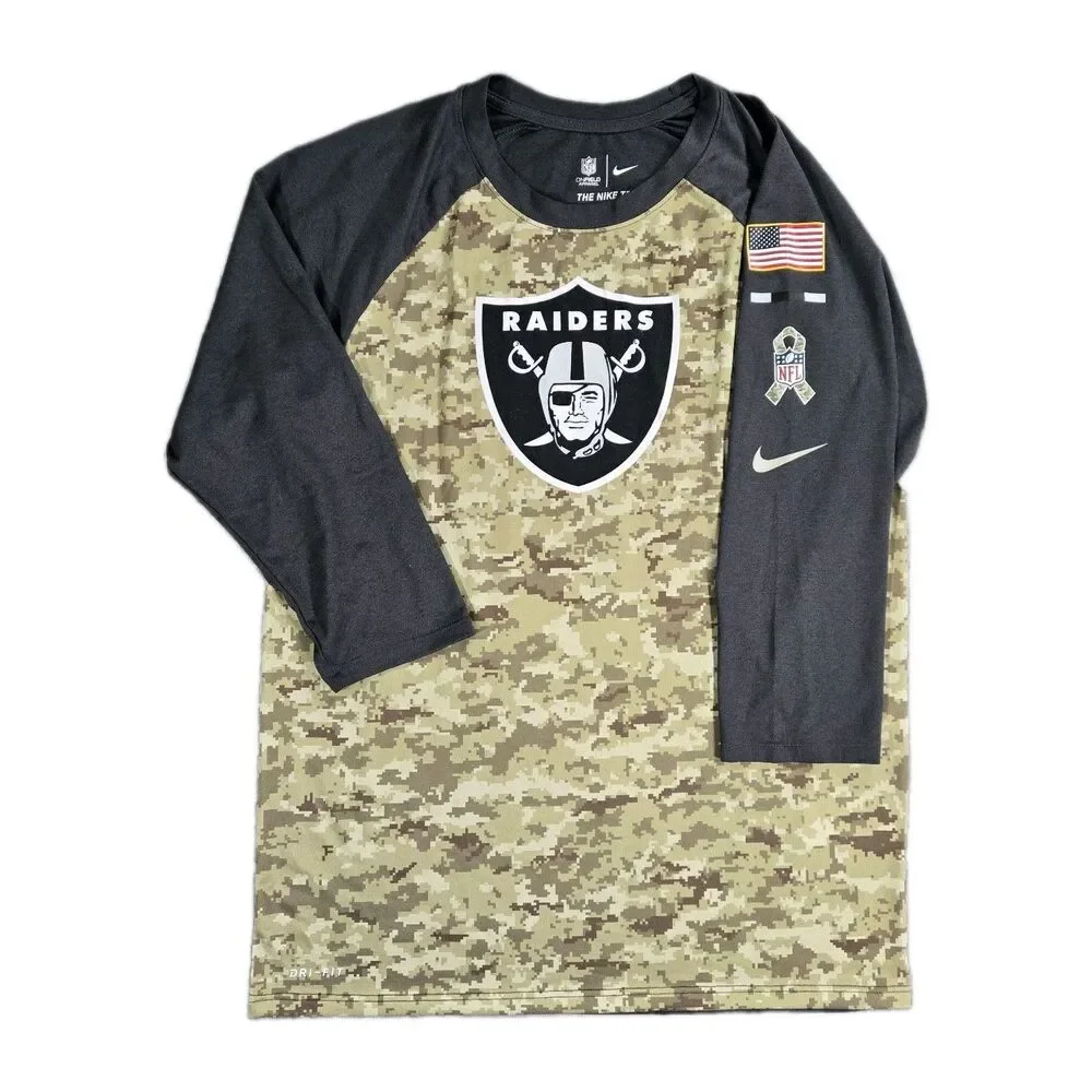 Mens Nike DriFit Las Vegas Raiders Shirt Salute To Service Digital Camo Medium
